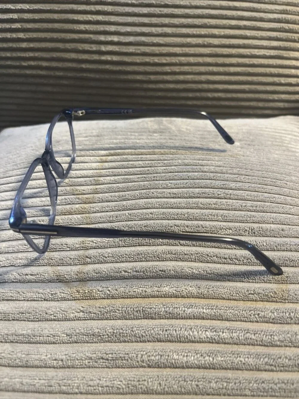 Tom Ford FT5696B 090 Shiny Transparent Blue/Blue Block 56mm Rectangle Frame - Picture 3 of 11